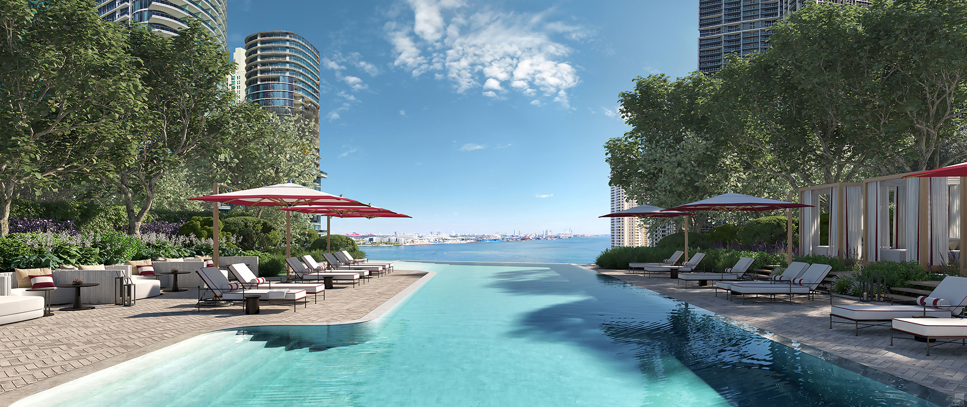 Waterfront tower of Baccarat Residences Miami in Brickell